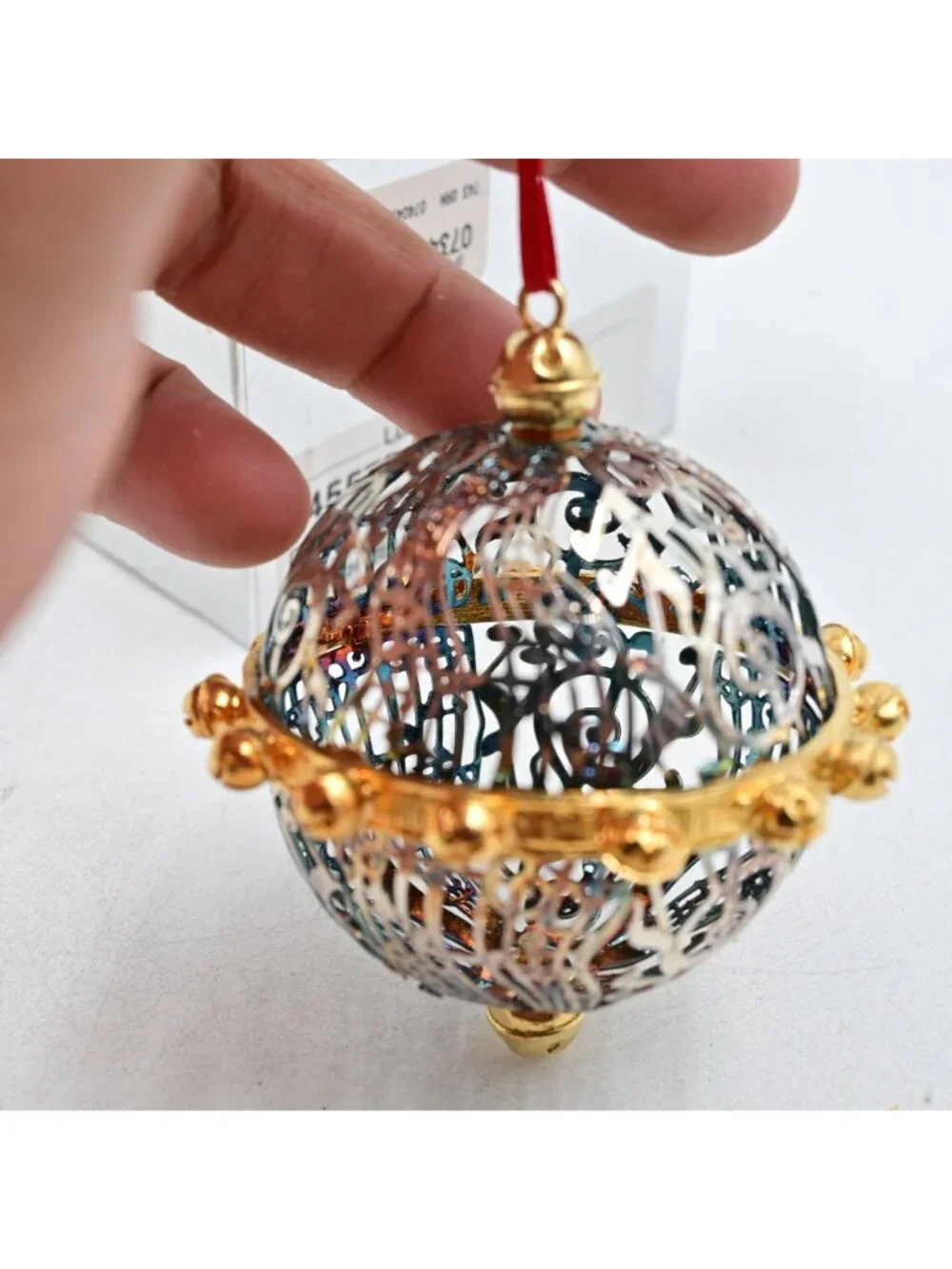 Lunt Silversmiths Silverplate Filigree Music Notes Christmas Ornament w/ Box